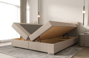Ciemnobeżowe łóżko z pikowanym zagłówkiem 140x200 - Fezo 4X