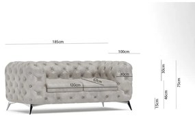 Jasnoszara aksamitna sofa 185 cm Chelsea – Ropez