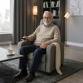 Fotel Rozkładany DANNY Wypoczynkowy z Podnóżkiem Szary Nowoczesny