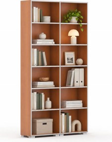 Biblioteka SILVER LINE, 2 kolumny, 2230 x 1200 x 400 mm, czereśnia