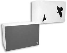 Biało-grafitowa szafka wisząca do pokoju młodzieżowego K1-E42