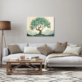 Obraz na szkle – Elegancka mozaika z drzewem (70x50 cm)