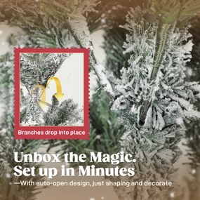 HOMCOM Sztuczna choinka, 150 cm, ze śniegiem, 1162 gałązek, ze składanym metalowym stojakiem | Aosom PL