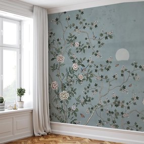 Fototapeta – Niebieski kwiatowy ogród (196x136 cm)