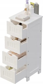 Szafka łazienkowa wąska słupek regał biały z szufladami półka skandynawski