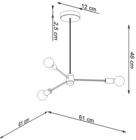 Czarny loftowy potrójny żyrandol - S495-Trigo