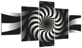 Abstrakcyjny obraz czarno - białej spirali (125x70 cm)