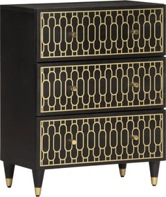 Czarna drewniana komoda retro z 3 szufladami C3-H19