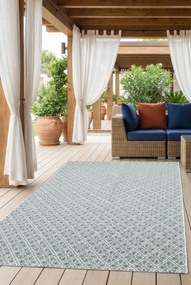 Kremowy dywan sznurkowy w zielone kwiaty R7-W87