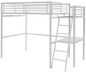 Łóżko z antresolą CASUAL II – 140 × 190 cm – blat biurka – kolor biały