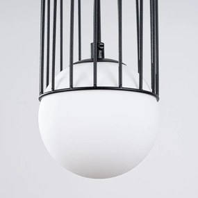 Biało-czarna lampa wisząca ze szklanym kloszem Belinda – Sollux
