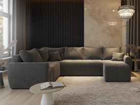 Masseno Narożnik MADISON z funkcją spania i pojemnikiem na pościel Narozniki U, Rozkładana sofa - Jasnoszary, SAWANA 21