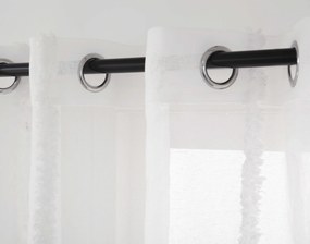 Biała zasłona TASMA ze wzorem 140x250 cm Zawieszanie: Metalowe pierścienie