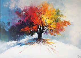 Obraz na szkle - Kolorowe drzewo (70x50 cm)