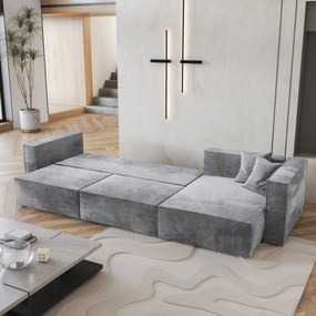 Masseno Narożnik TOLMO z funkcją spania i pojemnikiem na pościel Narozniki L, Rozkładana sofa - Jasnoszary, MONOLITH 84