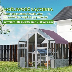 PawHut Wybieg dla kur z wodoodpornym dachem, 2 budki lęgowe, 2 siedzenia, dla 6-8 kur, ok. 1,7 x 1,8 x 1,8 m