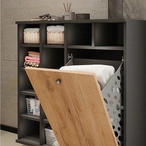 Szafka na pranie  antracyt/złoty dąb 78.4x34x91.6 fynn