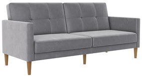 Jasnoszara aksamitna rozkładana sofa 207 cm Lilly – Støraa