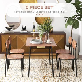 HOMCOM Zestaw stolik stołowy z krzesłami do jadalni, design przemysłowy, 110 cm x 70 cm x 75 cm, Brąz