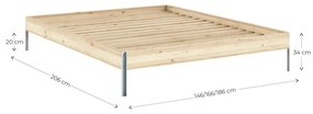 Łóżko dwuosobowe z litego drewna sosnowego ze stelażem 160x200 cm w naturalnym kolorze Core – Karup Design