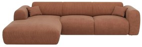 Kanapa narożna lewostronna dużych rozmiarów z  terakotowego weluru  - POGNI marki Maison Céphy