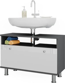 Szafka pod umywalkę biały wysoki połysk/antracyt 80.2x32x54 fynn