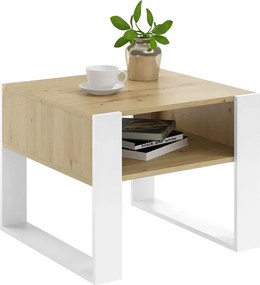 Skandynawski stolik kawowy z półką - dąb artisan+biały M5-L44