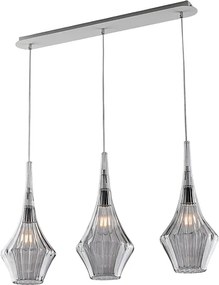 Szyna żelazna Zeus z szarym szkłem Pyrex 3 światła dł. 75 x 10 BL270-BIN3-GR