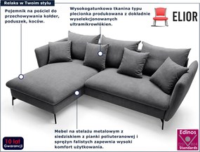 Ciemnoszara kanapa narożna rozkładana N8-C33