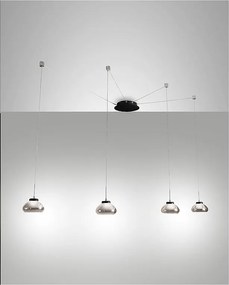 Lampa wisząca LED Arabella z metalu i dymionego szkła dmuchanego 3547-49-126 Fabas Luce