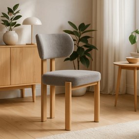 Krzesło Tapicerowane GRENADA Dąb/Szare Nowoczesne