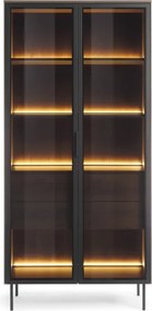 Witryna MILU 2D2S – Nowoczesna z Oświetleniem LED i Szkłem Flutes Ornamentowe, Push To Open DAB DUNIN 92x195x40 cm