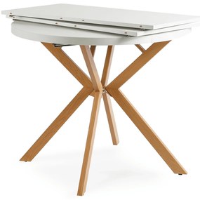 Stół Okrągły Rozkładany LUGO 90-190 cm Biały/Dąb Skandynawski