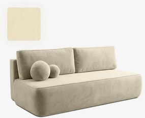 Sofa z Funkcją Spania ARVETO Kremowa Welurowa Nowoczesna