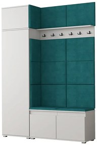 Garderoba z szafką na buty biały + butelkowa zieleń A3-B81
