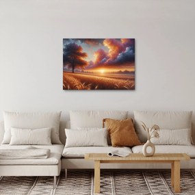 Obraz – Zachód słońca na polu (70x50 cm)