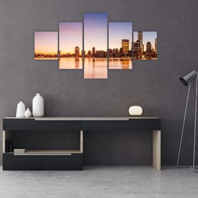 Obraz miasta o zachodzie słońca (125x70 cm)