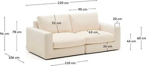 Beżowa sofa z tkaniny szenilowej 220 cm Alea – Kave Home