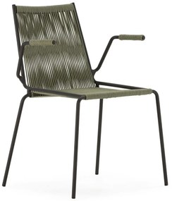 Zielone metalowe krzesła zestaw z podłokietnikami/sztaplowane 2 szt. Emily – Marckeric