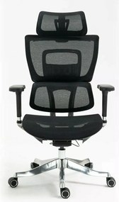 Czarny ergonomiczny fotel do biura Winner Lux, zgodny z normą BHP
