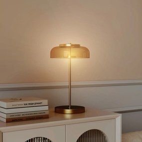 HOMCOM Lampka stołowa z ciepłym światłem LED, metalowa podstawa, bursztynowy szklany klosz, Ø23 x 40H cm, złota