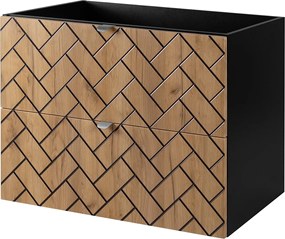 Meble łazienkowe, Złoty dąb rzemieślniczy, 80 x 57 x 46 cm, uchwyty srebrne