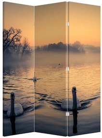Parawan - Łabędzie na wodzie we mgle (126x170 cm)