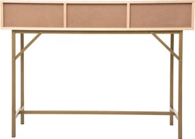 Wąska konsola boho RAYO z 3 szufladami i plecionką wiedeńską