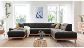 Ciemnoszara rozkładana sofa w kształcie litery "U" Miuform Dazzling Daisy, prawostronna