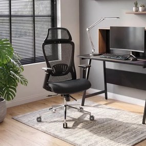 Fotel Biurowy Ergonomiczny Obrotowy LITOS Czarny Nowoczesny