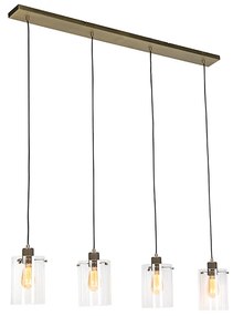 Skandynawska lampa wisząca brązowa ze szkłem 4-światłowa - Dome Nowoczesny Oswietlenie wewnetrzne