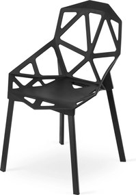 Zestaw jadalniany 1 + 4, stół TESSA 120x60 cm czarny/dekor dąb + czarne plastikowe krzesło ESSEN