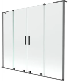 Mexen Velar L Duo parawan nawannowy 2-skrzydłowy rozsuwany 180 x 150 cm, transparent, gun metal - 896-180-003-02-95