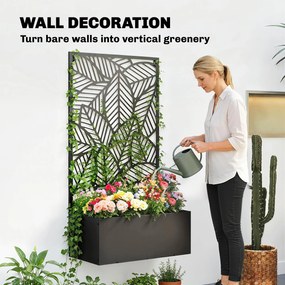 Outsunny podwyższana grządka metalowa z kratownicą dla pnączy, wolnostojąca lub do montażu na ścianie | Aosom PL